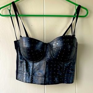 Black Bustier Faux Studded Metal By Love J Sz S